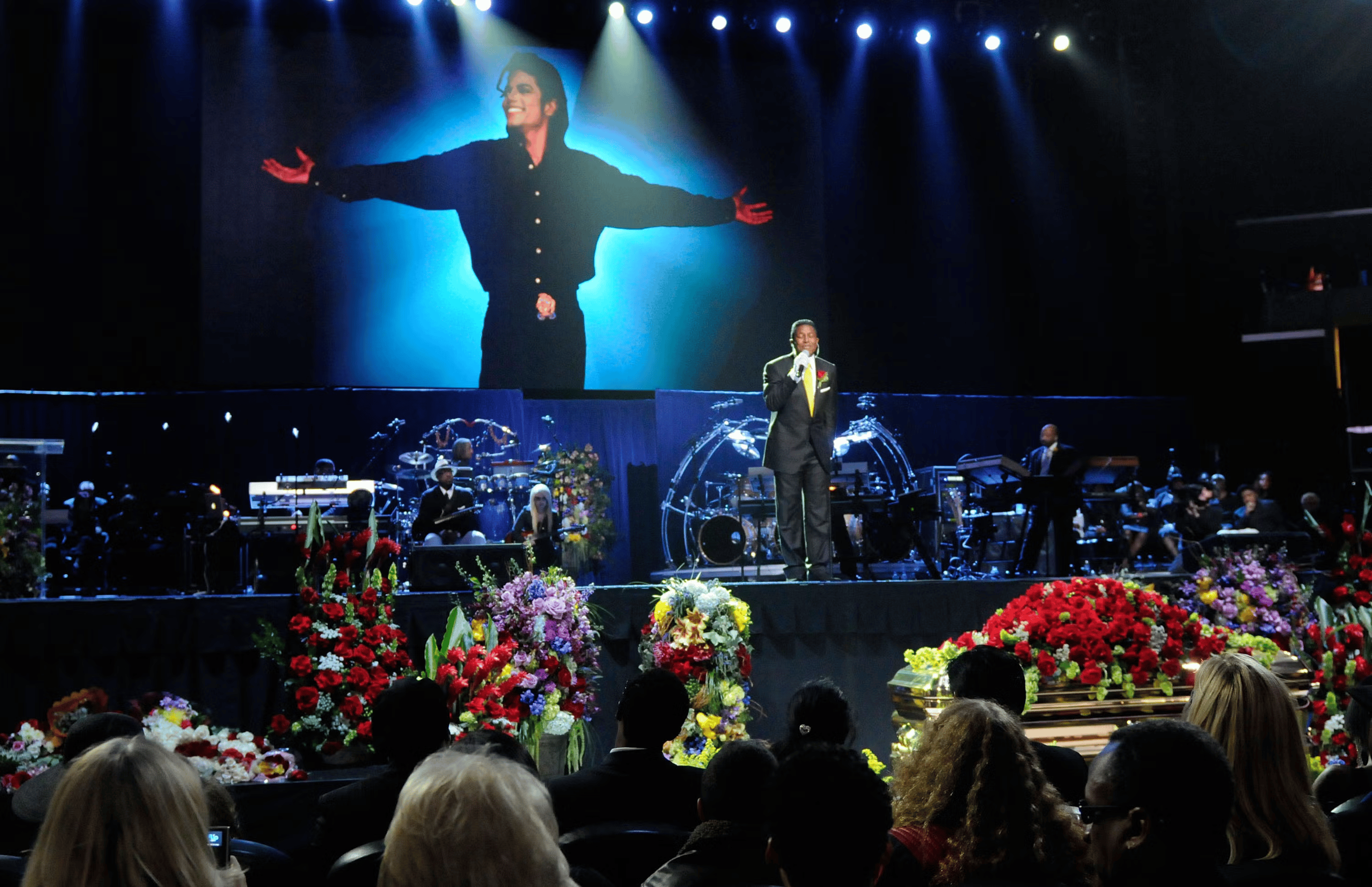 Jermaine Jackson speaks at his brother Michael’s public memorial service held at Staples Center on July 7, 2009, in Los Angeles